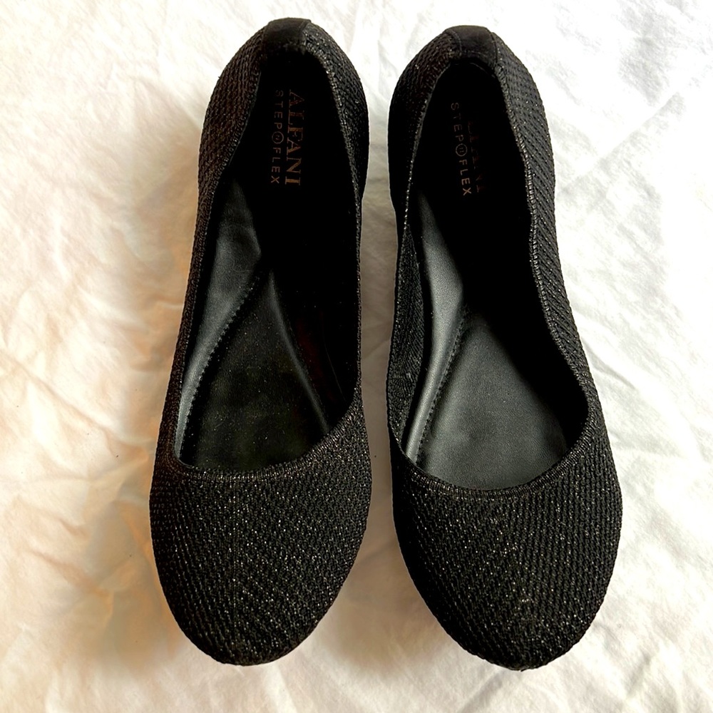 LIKE NEW • Alfani Step-n-Flex Metallic Black Tamii Ballet Flat • Women’s 8.5